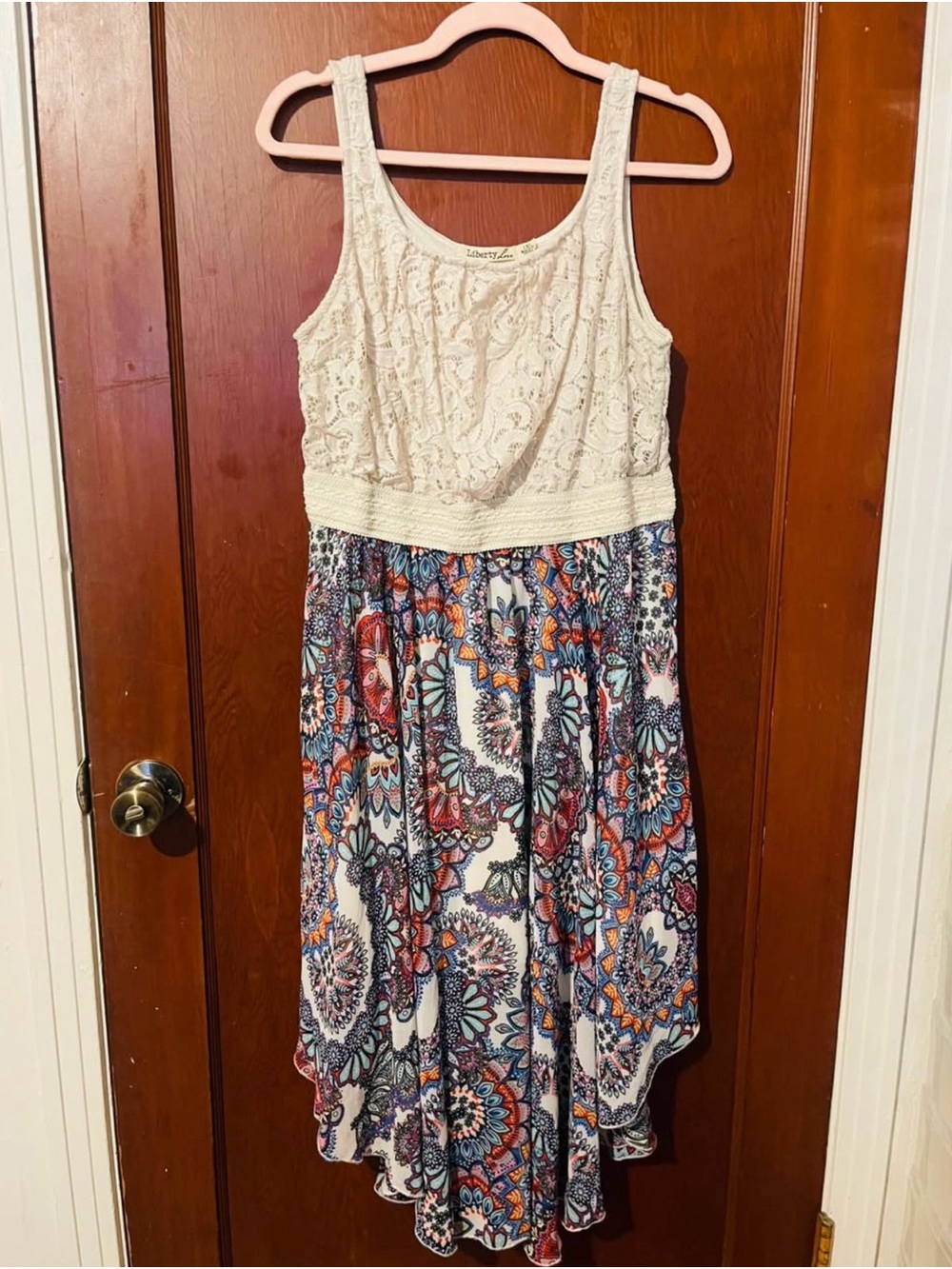 Liberty Love Lace Bodice Floral High-Low Maxi Dress - Size 1XL